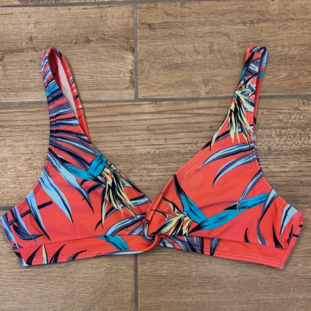 Mae tropical print twist front bikini top